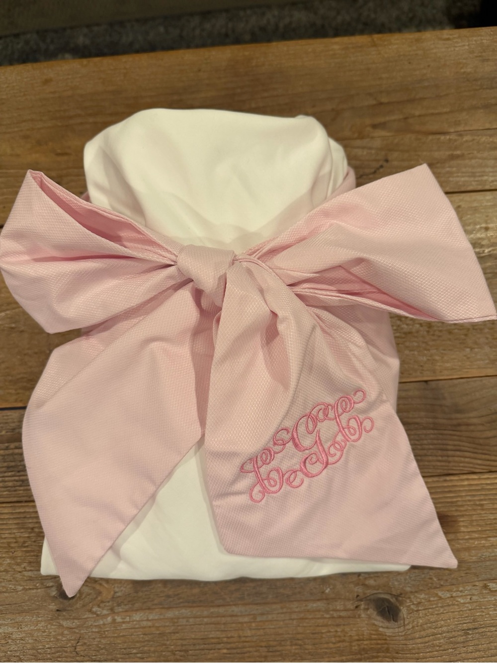 Pink Monogrammed Bow Swaddle